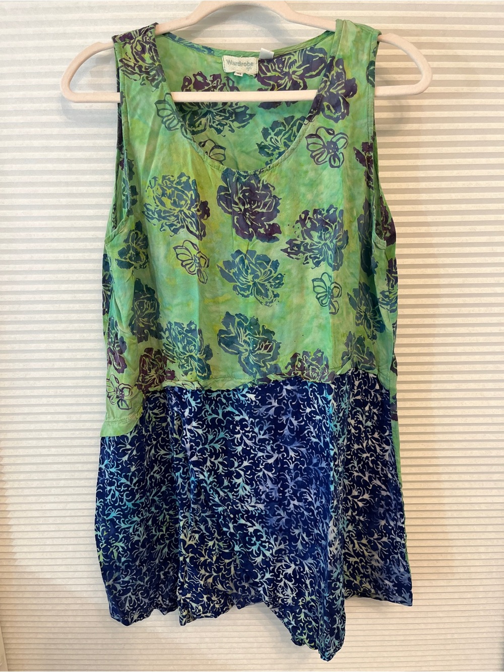 Wardrobe Green and Blue Floral Tiered Sleeveless Tunic
